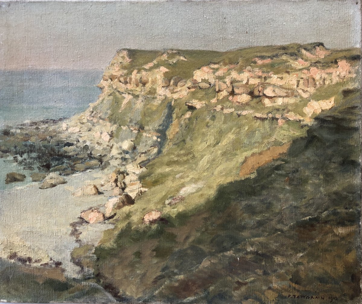 Francis Tattegrain (1852-1915), Bord De Mer, Côte Normande Ou Côte d'Emeraude, Paysage, Huile