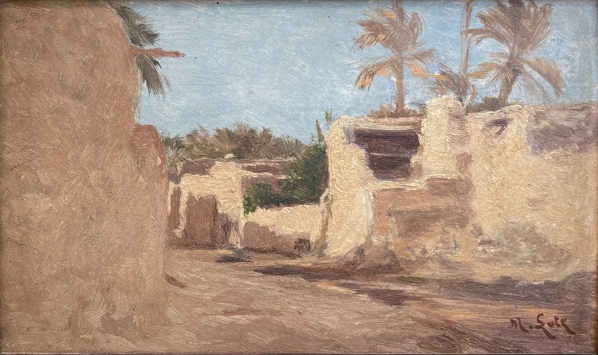 Matilda Lotz (american - 1858-1923), Orientalist Landscape: Medina In Algeria ?, Oil