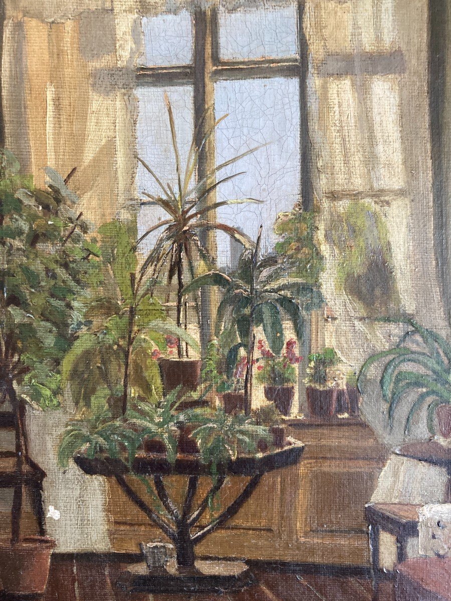 French School Around 1900, Interior View Of An Apartment, Oil On Canvas-photo-3