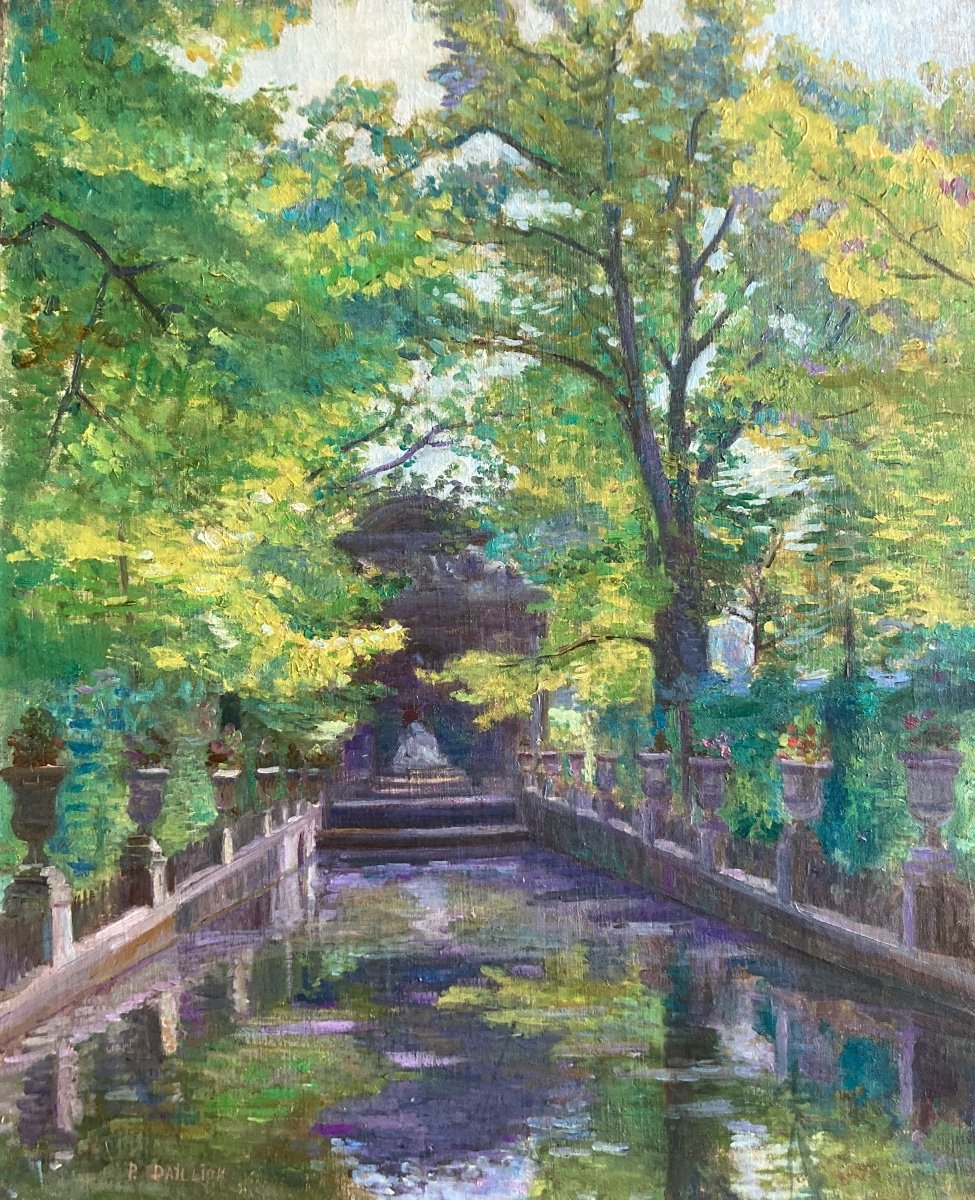 P.daillion, école Française Vers 1910, La Fontaine Médicis Au Jardin Du Luxembourg, Huile,paris