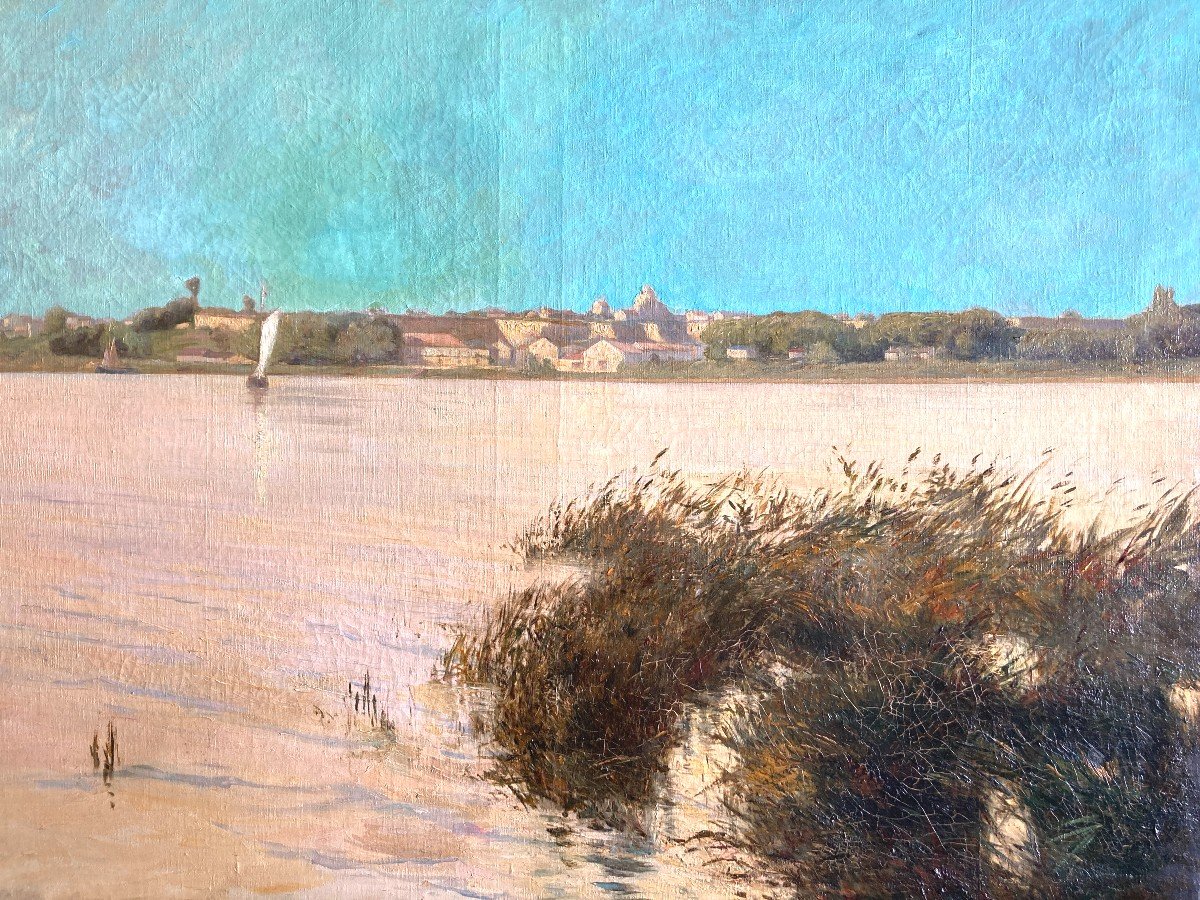 Ecole Française Du Début Du XXe Siècle, Paysage De Bord De Loire, Huile Sur Toile-photo-4