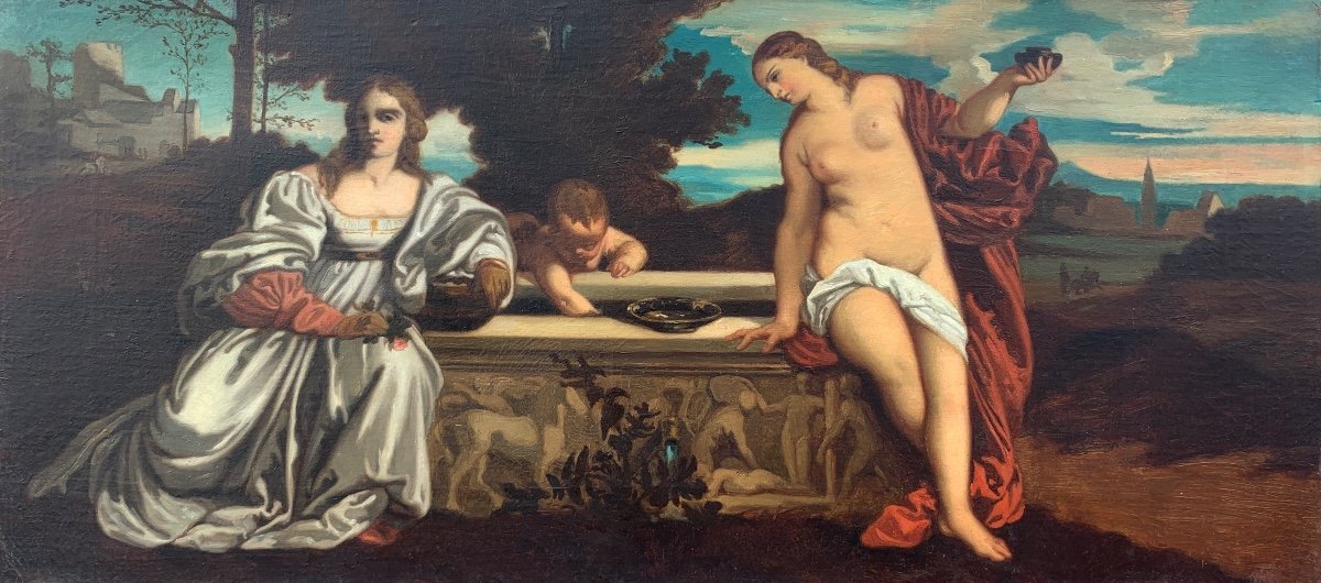 After Titian, French School Around 1870, Sacred Love And Profane Love, Oil