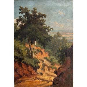 Mid-19th Century French School, Landscape, Oil On Canvas