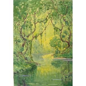 André Morisset (born In 1876), The Mangrove Or Tropical Forest, Drawing, Symbolism