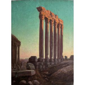 Rodolphe Lindemann (xixe-xxe), Ruines Du Temple De Jupiter à Baalbek Au Liban, Orientalisme