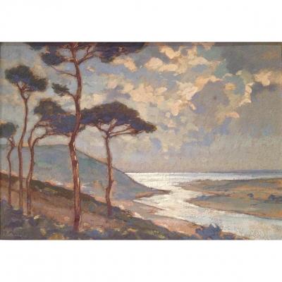 Charles Bisschops (1894-1975), L'estuaire (Bretagne), Gouache