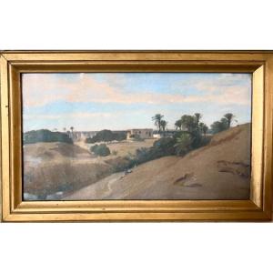 Auguste Veillon (1834-1890), Vue d'Egypte : étude, Huile Sur Papier