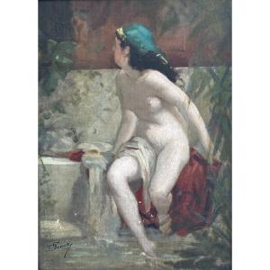 Léon Jean Pétua (1846-1921), Esquisse Pour Suzanne Au Bain, Huile, Salon De 1880