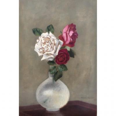 Charles Lacoste (floirac 1870-paris 1959), Bouquet De Roses Dans Un Vase Transparent, Huile 