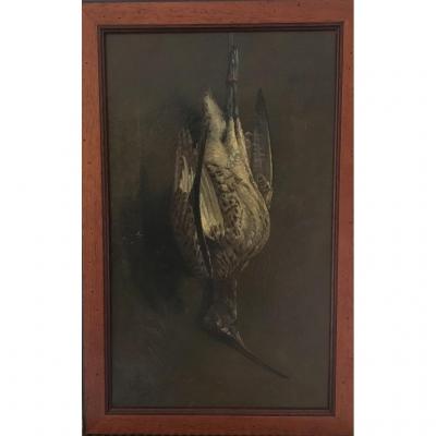 French School Of The Late Nineteenth, Hunting Trophy Woodcock, Oil On Canvas