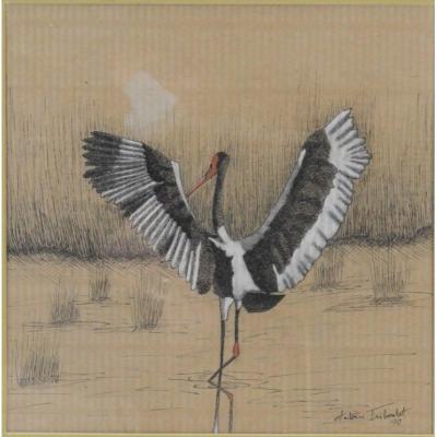 Antoine Triboulet (born In 1940), La Grue, Wader, Drawing