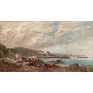 James Danby(1816-1875) (attr.à), Bord De Mer, Près De Tynemouth, Angleterre, Huile Sur Papier