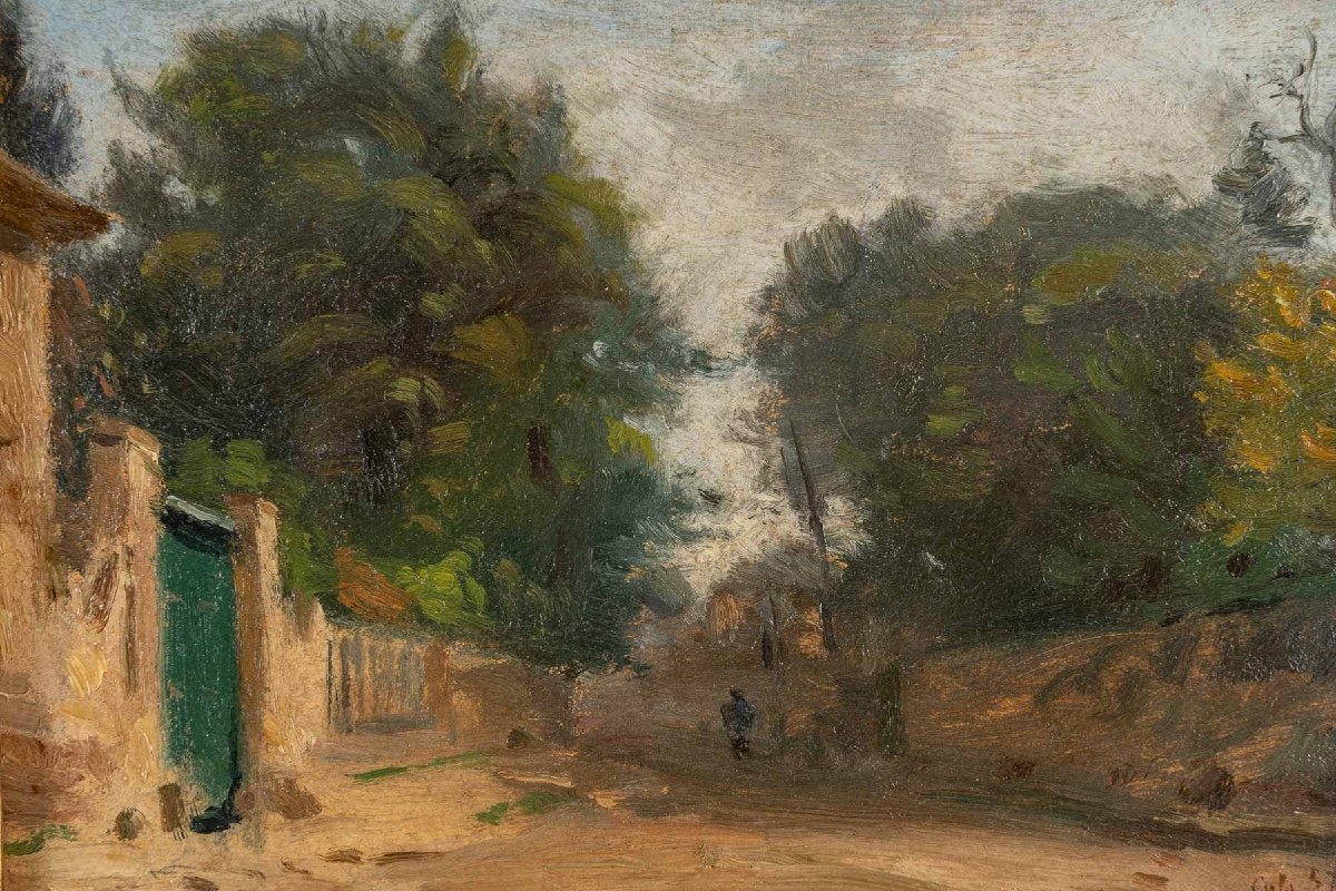 Adolphe Félix CALS (1810 - 1880) - Une rue de village, Daté 1857.