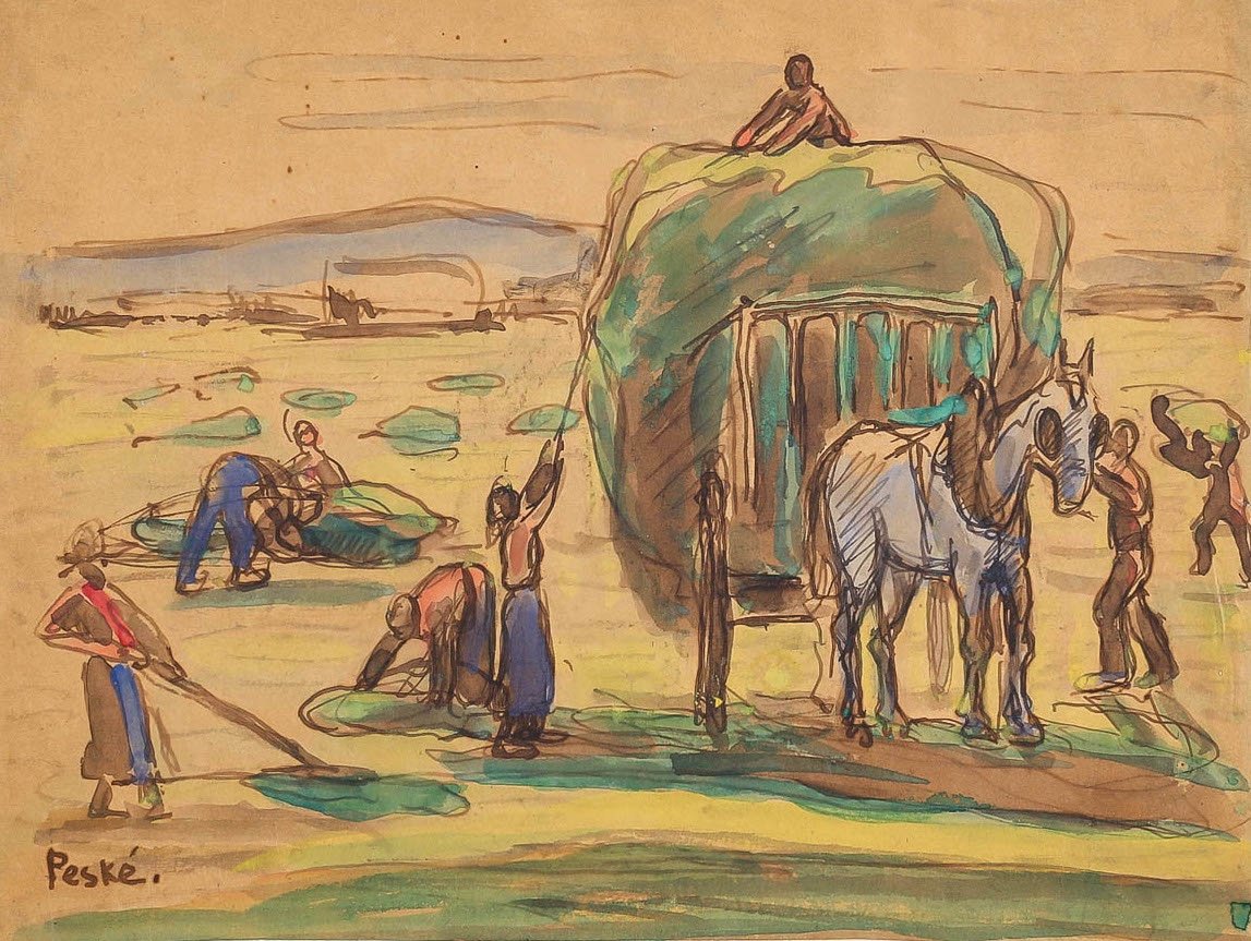 Jean Peské (1870 - 1949) - Haymaking Scene.