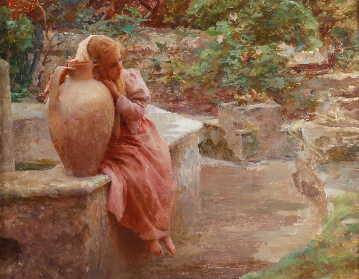 Henri Paul Royer ( 1869 - 1938 ) - Enfant à La Fontaine.