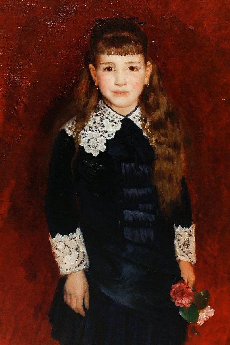 Albéric-victor Duyver (1859 - 1939) - Little Girl With A Bouquet, 1884-photo-3