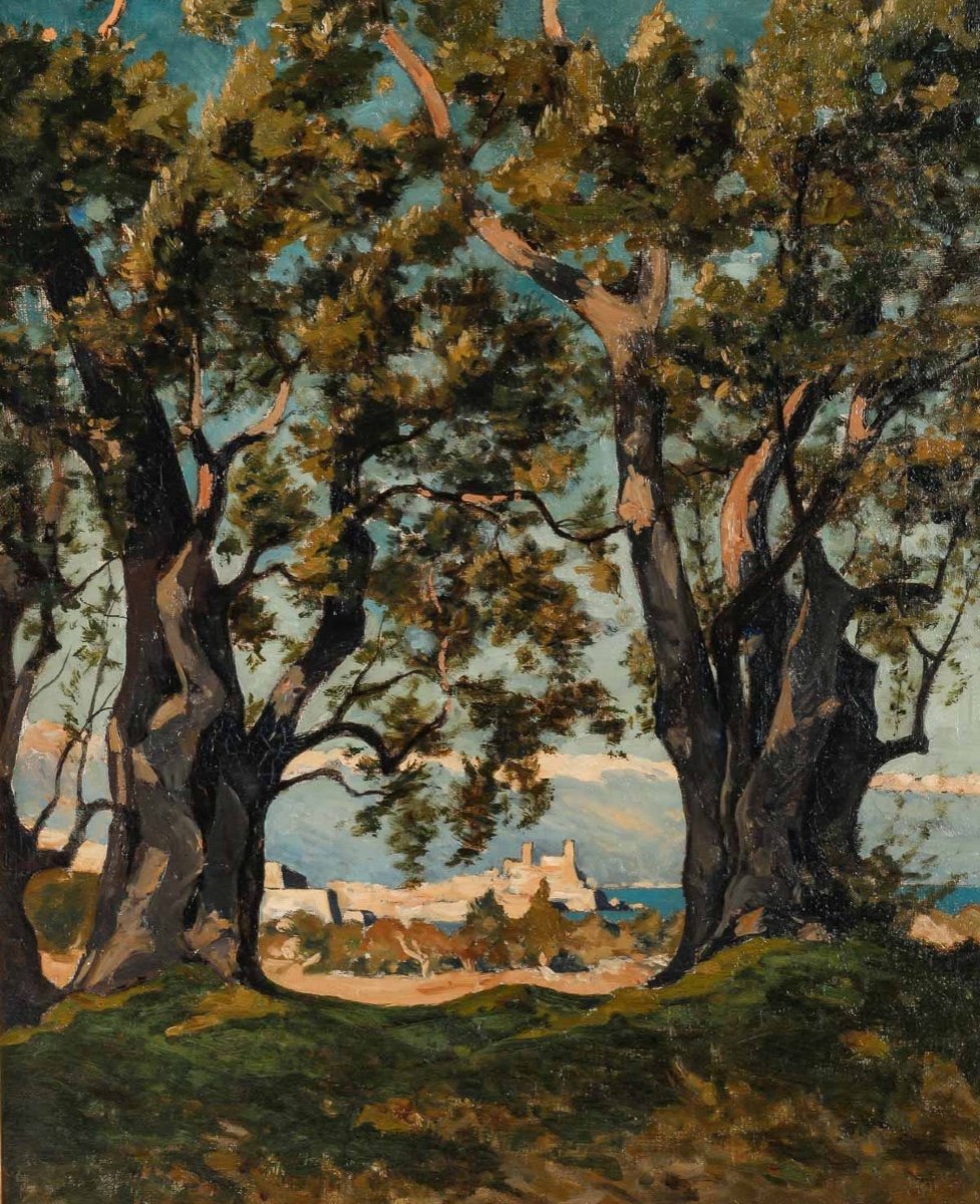 Henri Joseph Harpignies (1819 - 1916) - View Of Cap d'Antibes, Circa 1880