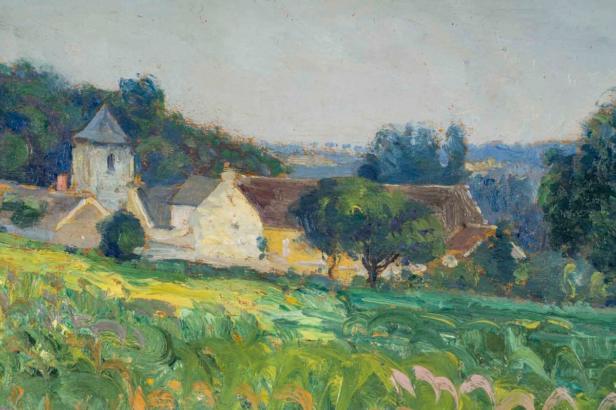 David Ossipovitch Widhopff (1867 - 1933) - Paysage, Village autour de Giverny, Daté 1908-photo-3