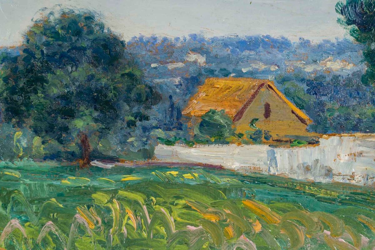 David Ossipovitch Widhopff (1867 - 1933) - Paysage, Village autour de Giverny, Daté 1908-photo-4