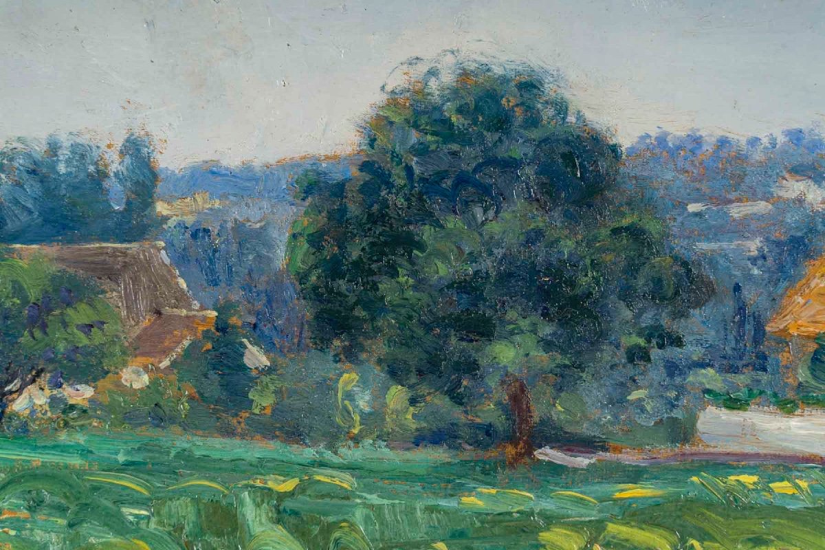 David Ossipovitch Widhopff (1867 - 1933) - Paysage, Village autour de Giverny, Daté 1908-photo-1