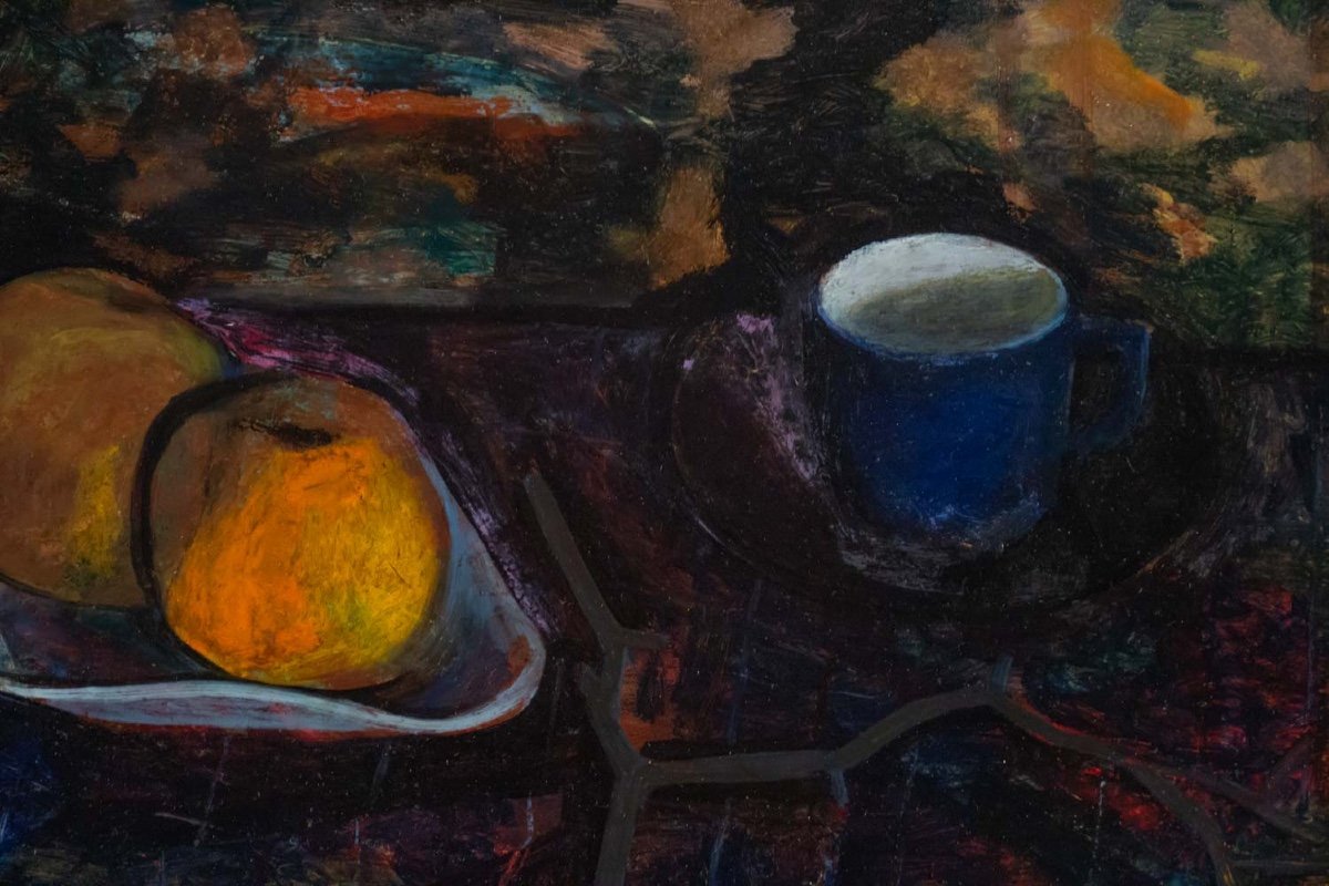 Joaquín PEINADO (1898 - 1975) Nature morte aux pommes et tasse, 1944-photo-4