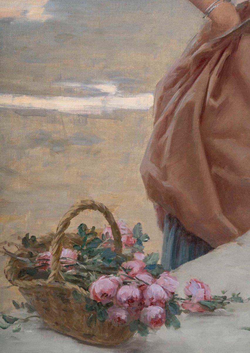 Edouard ROSSET-GRANGER ( 1853 - 1934 )  La Marchande de roses à Capri, Daté 1887-photo-1