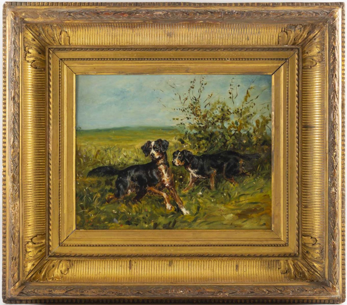 Charles Olivier De Penne (paris, 1831 - Marlotte, 1897) - Hunting Dogs.-photo-2