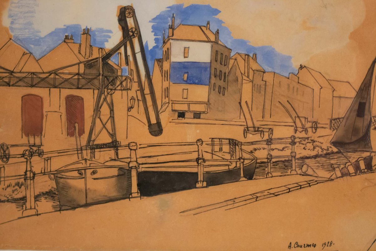 Alfred Courmes (1898 - 1993) -paris, Canal View- Dated 1928.-photo-3