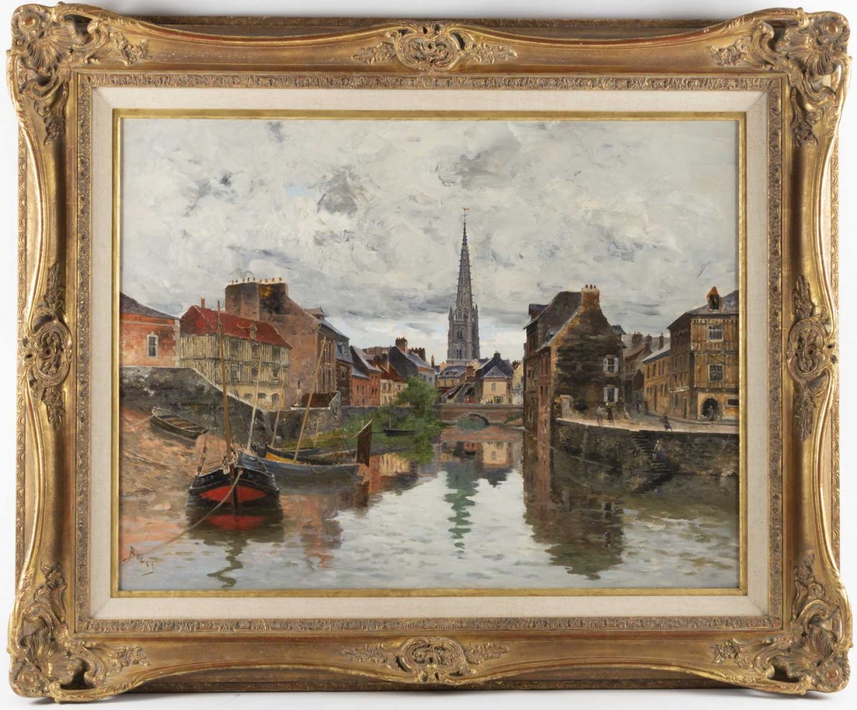 Frank Myers BOGGS ( 1855 – 1926) -  Harfleur, Vue du Quai de La Douane- Circa 1885.-photo-2