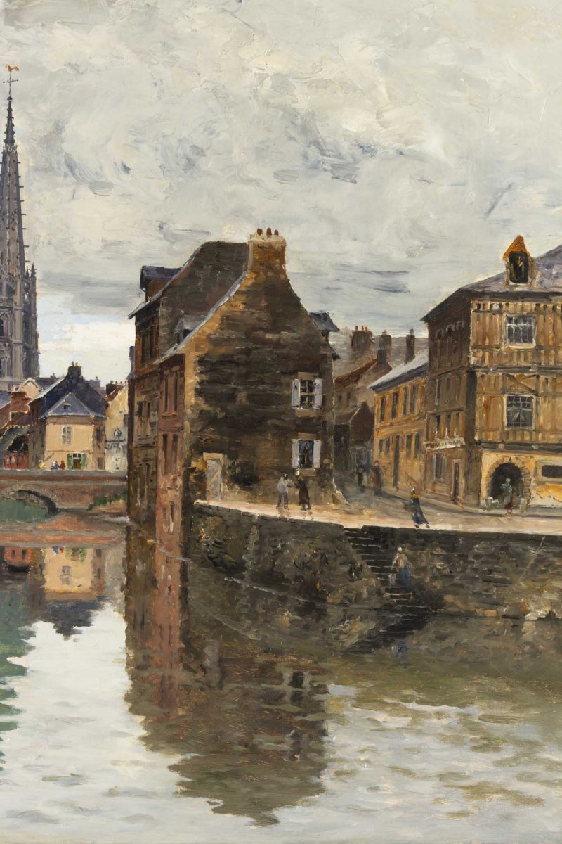 Frank Myers BOGGS ( 1855 – 1926) -  Harfleur, Vue du Quai de La Douane- Circa 1885.-photo-2