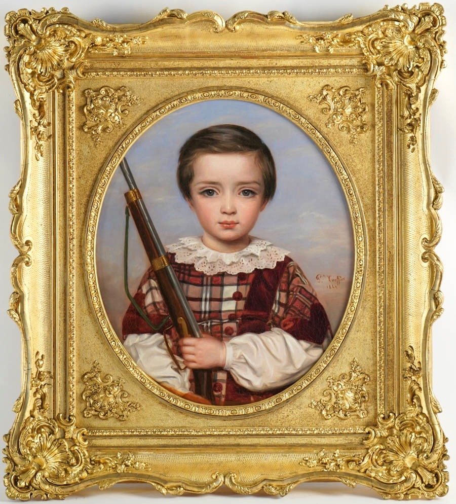 Marie, Pauline, Adrienne Coeffier (1814 – 1900)  « Portrait de jeune garçon », daté 1849 .-photo-2