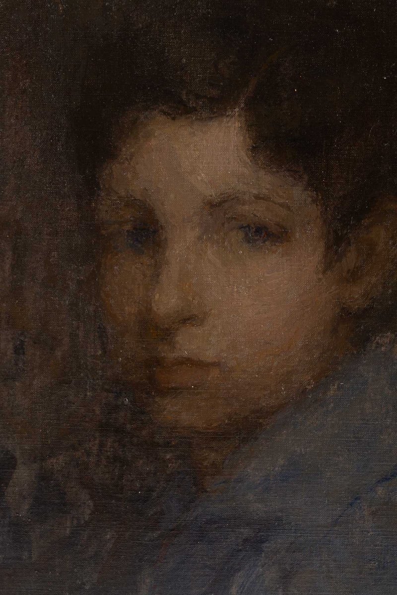 József RIPPL-RÓNAI (1861, 1927) -Portrait de jeune garçon à la blouse bleue - Circa 1891/1894-photo-1