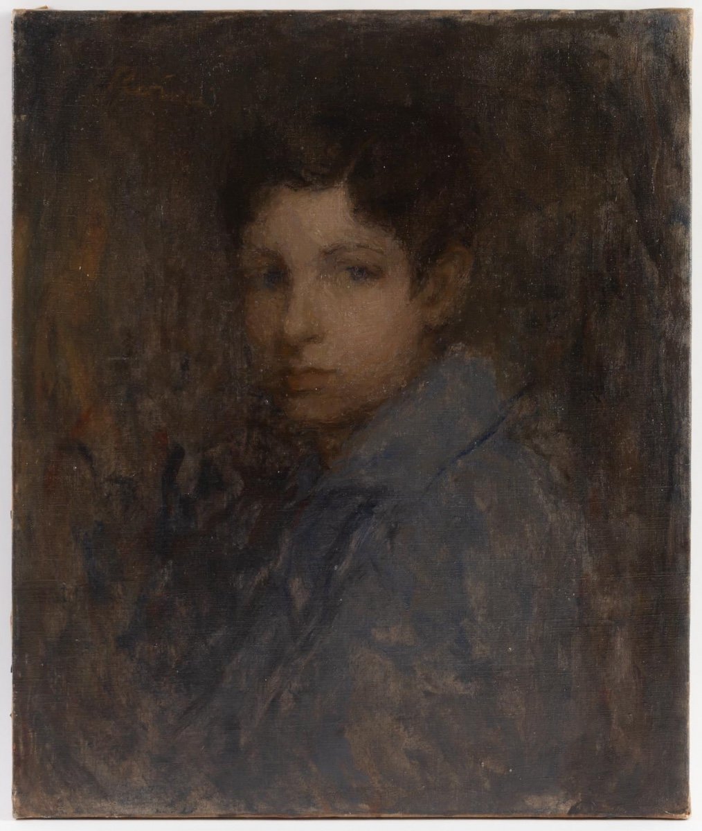 József RIPPL-RÓNAI (1861, 1927) -Portrait de jeune garçon à la blouse bleue - Circa 1891/1894