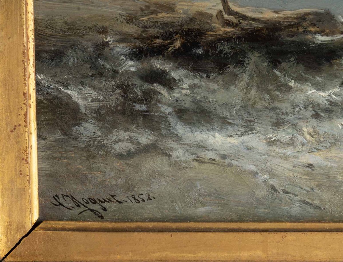 Charles HOGUET (Berlin 1821 - 1870) Peintre allemand d’origine française- Marine- datée 1852.-photo-1