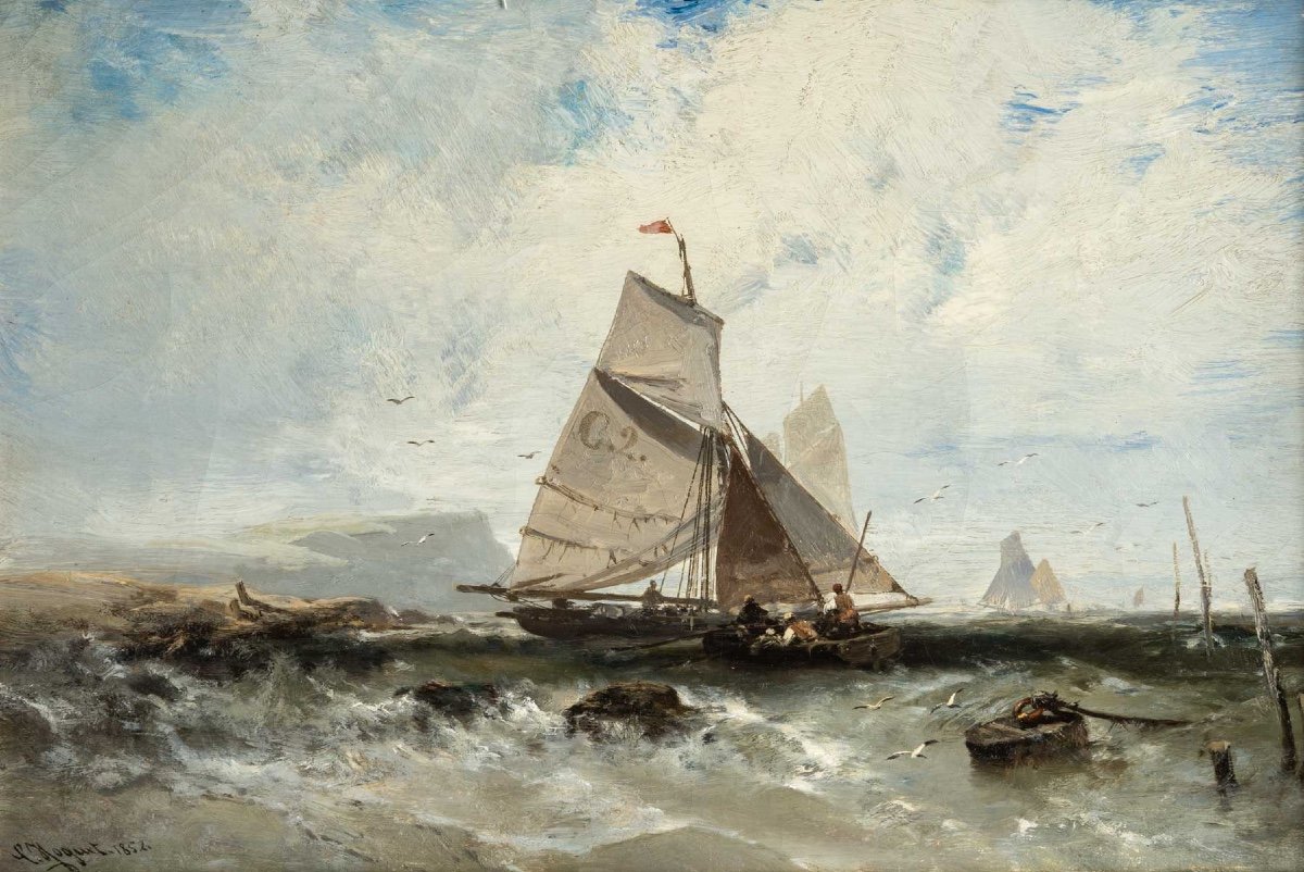 Charles HOGUET (Berlin 1821 - 1870) Peintre allemand d’origine française- Marine- datée 1852.