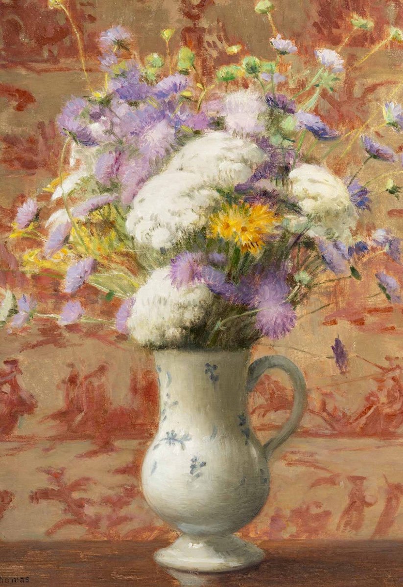 Paul THOMAS (1859 - 1910) - Bouquet de fleurs.-photo-3