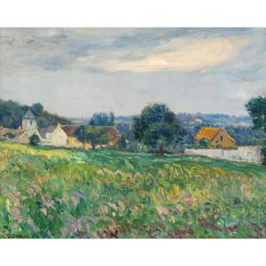David Ossipovitch Widhopff (1867 - 1933) - Paysage, Village autour de Giverny, Daté 1908
