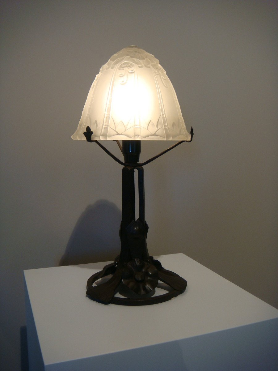 Wrought Iron Lamp Art Deco Period-photo-3