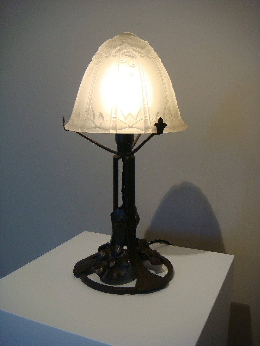 Wrought Iron Lamp Art Deco Period-photo-4