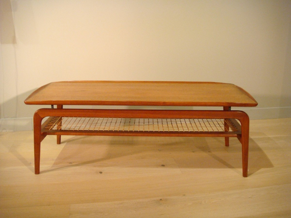 Table Basse Scandinave En Bois De Teck par Arne Hovmand Olsen.-photo-1