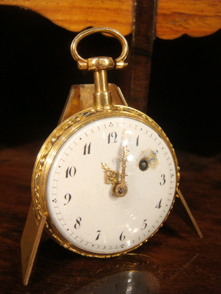 Montre à Gousset De Femme En Or émailée - Epoque Lous XVI -photo-1