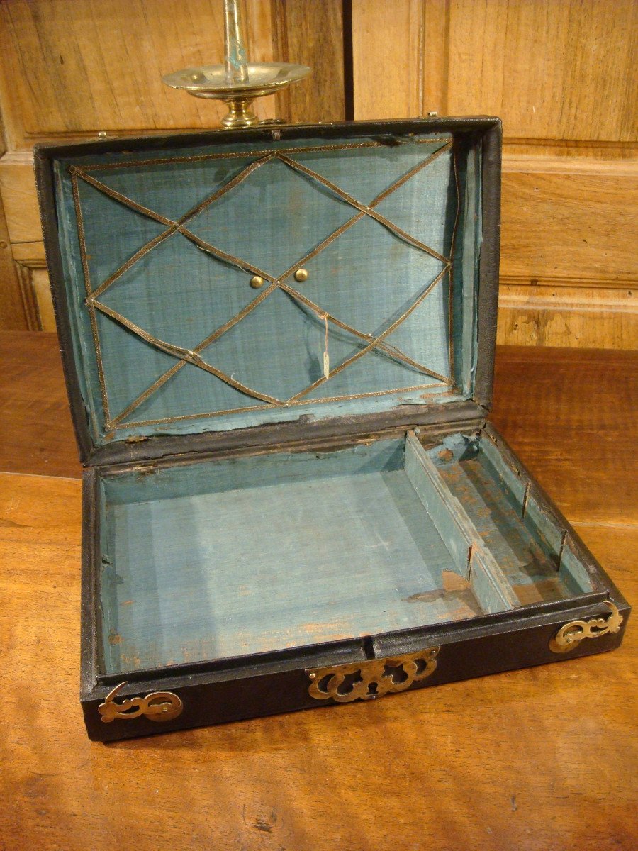 Writing Travel Box In Leather Sheath Louis XIV Period-photo-5