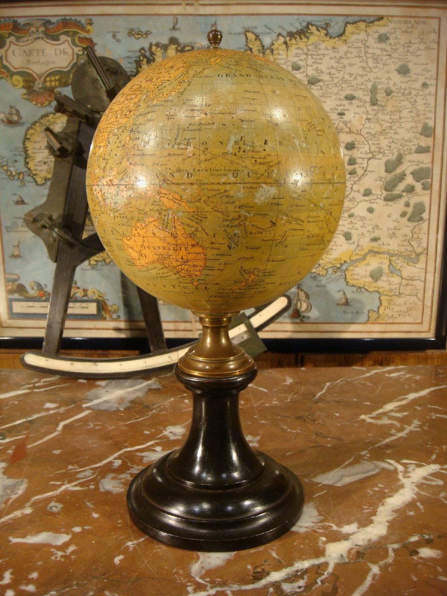 Terrestrial Globe From The House E. Bertaux Period Late XIXth Century-photo-2