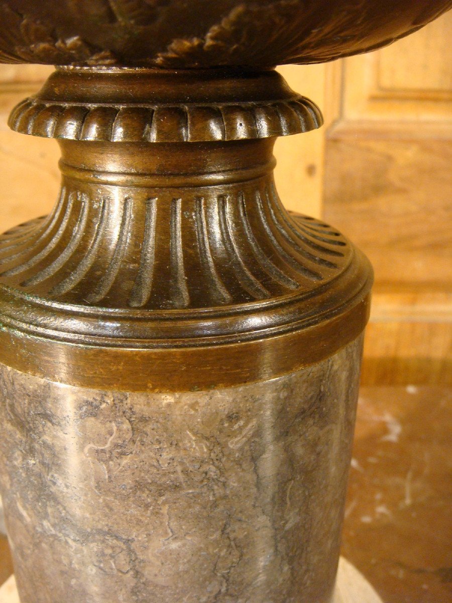 Brown Bronze Cup In Cassolette In The Antique Period 19th Century-photo-4