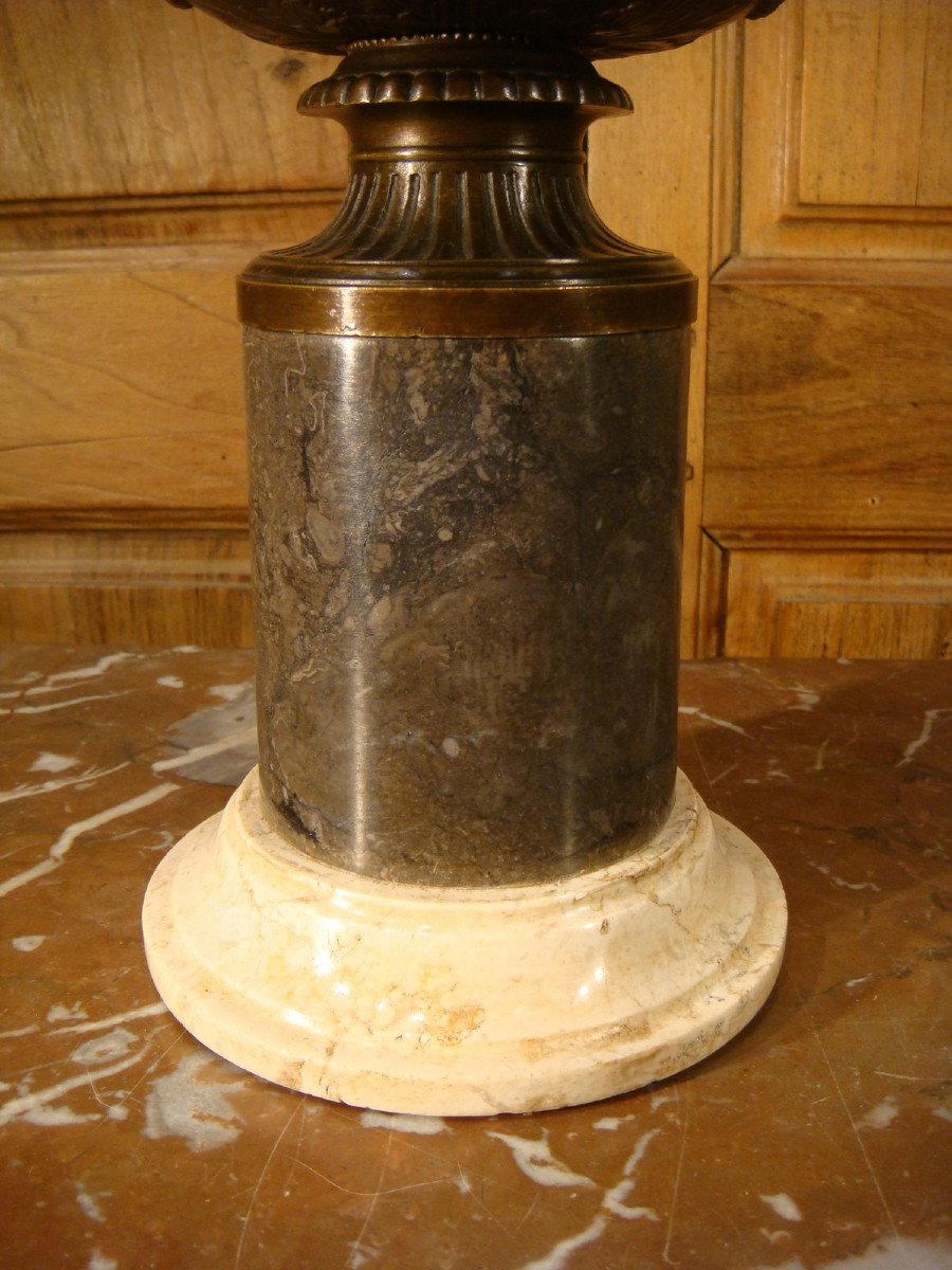 Coupe En Bronze Brun En Cassolette A L’antique Epoque XIX ème Siècle-photo-7