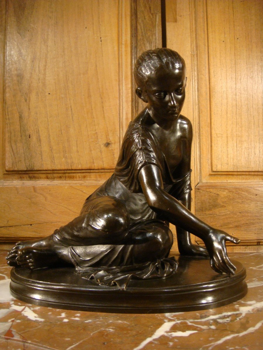 Sculpture En Bronze Jeune Femme A L’antique Epoque Second Empire-photo-2