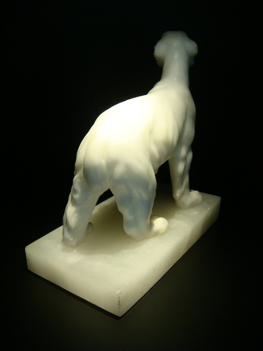 White Bear Sculpture In Alabaster Art Deco Period-photo-4