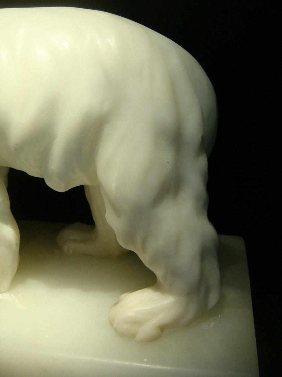 White Bear Sculpture In Alabaster Art Deco Period-photo-2