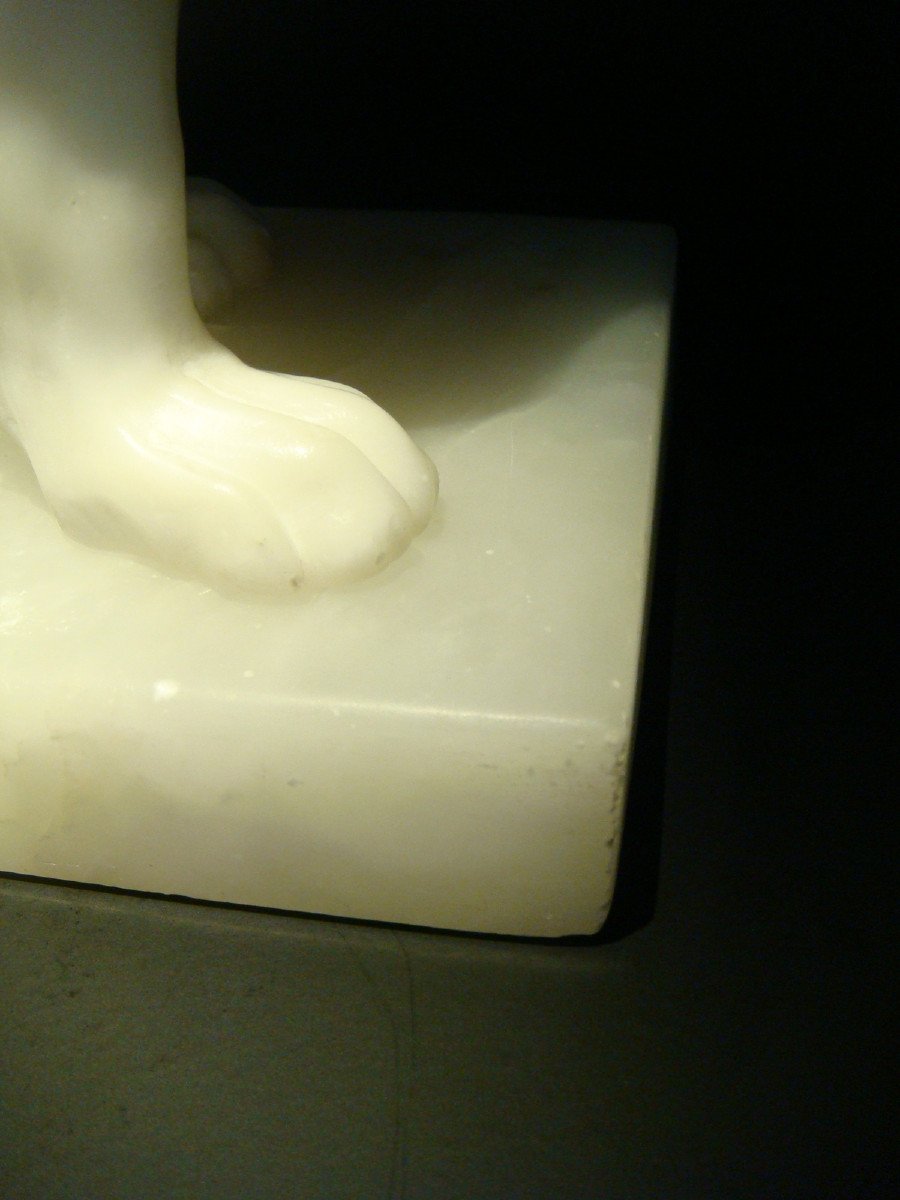 Sculpture Ours Blanc En Albatre Epoque Art Déco-photo-3