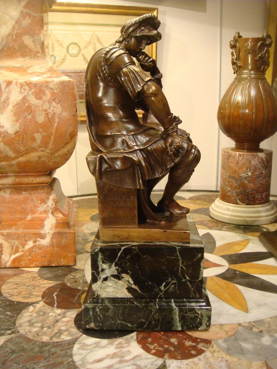 Bronze Sculpture Representing Laurent De Medici Napoleon III Period-photo-2